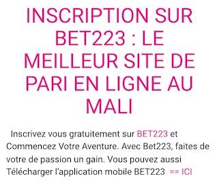 223bet|DECEMBER 1, 2020: LAUNCH OF BET 223 WEBSITE IN MALI.